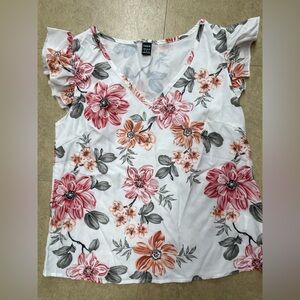 SHEIN White and Pink Floral - women’s small